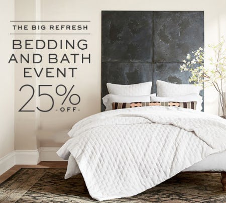 The Big Refresh 25 Off Bedding And Bath Event At Pottery Barn