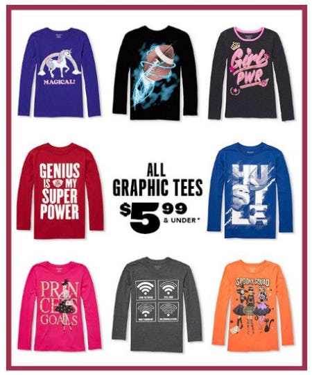 All Graphic Tees $5.99 & Under from The Children's Place
