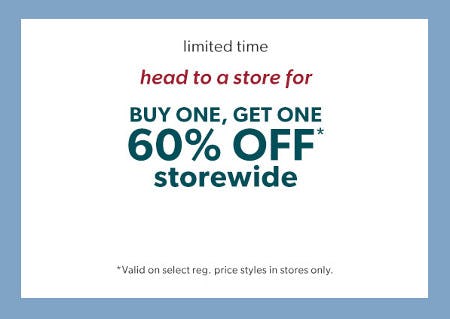 Buy One, Get One 60% Off Storewide from maurices