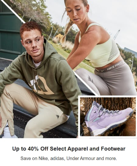 Up to 40% Off Select Apparel and Footwear