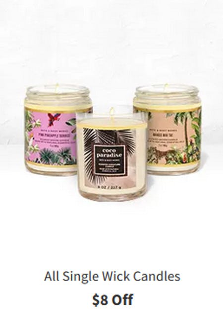 All Single Wick Candles $8 Off