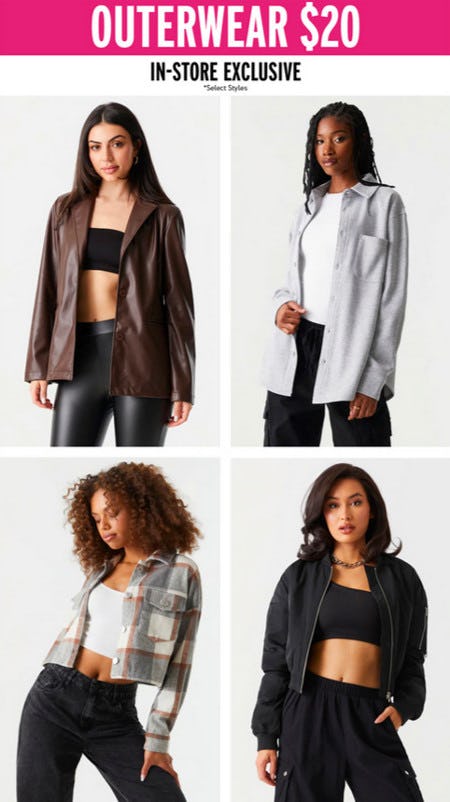 Outerwear $20 from Charlotte Russe
