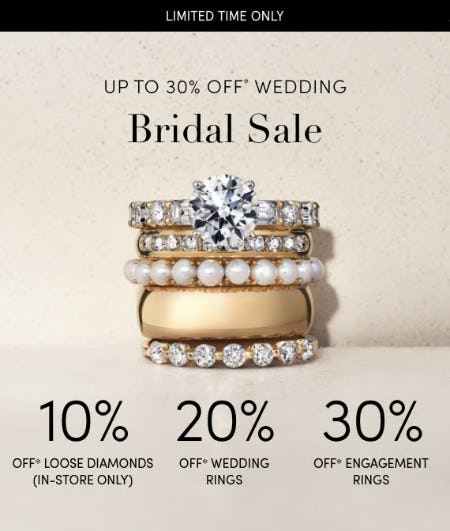 Up to 30% Off Bridal Sale from Jared Galleria of Jewelry