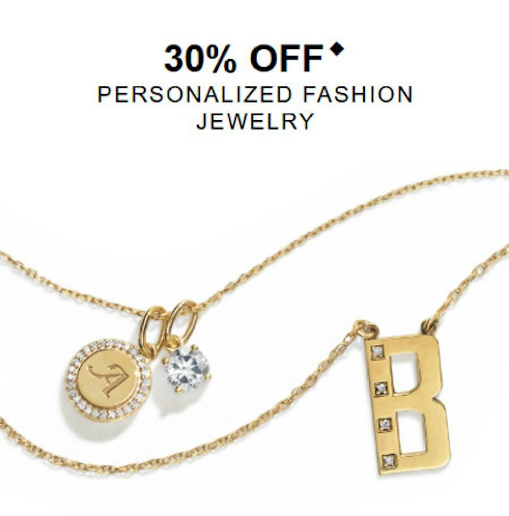 30% off Personalized Fashion Jewelry