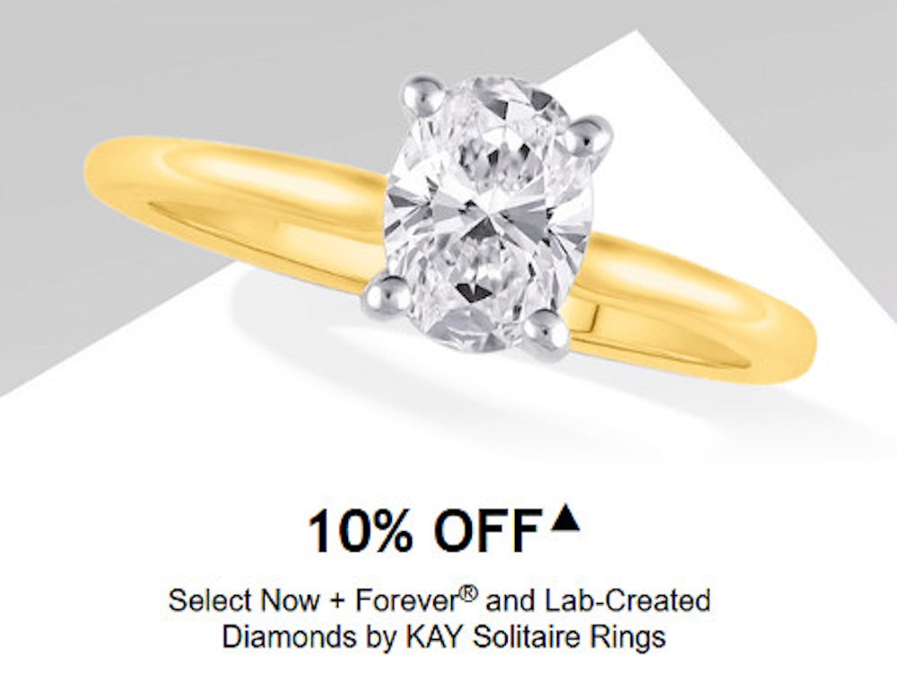 10% off Select Now + Forever and Lab-Created Diamonds by KAY Solitaire Rings