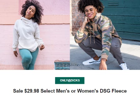 Sale $29.98 Select Men's or Women's DSG Fleece from Dick's Sporting Goods