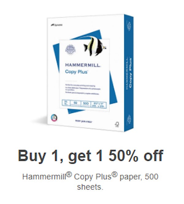 Buy 1, get 1 50% off Hammermill® Copy Plus® Paper, 500 Sheets
