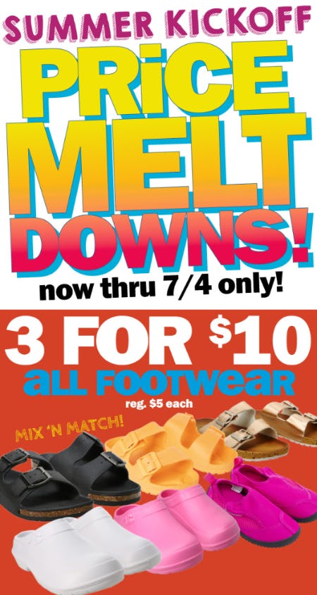 3 for $10 on All Footwear