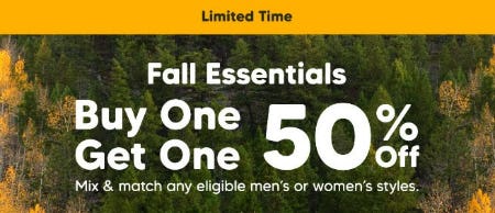 Fall Essentials Buy One, Get One 50% Off
