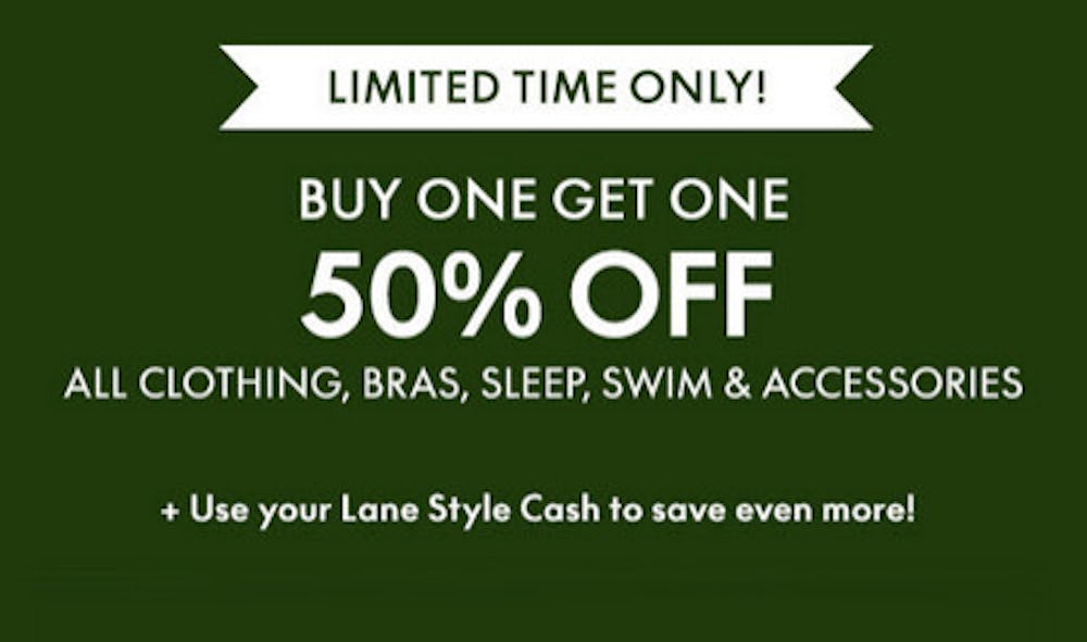 Antelope Valley Mall ::: Deal ::: Buy One, Get One 50% off All Clothing,  Bras, Sleep, Swim and Accessories ::: Lane Bryant