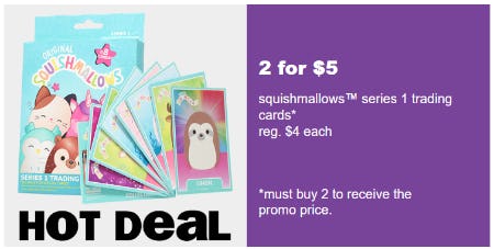 2 for $5 squishmallows™ Series 1 Trading Cards from Five Below