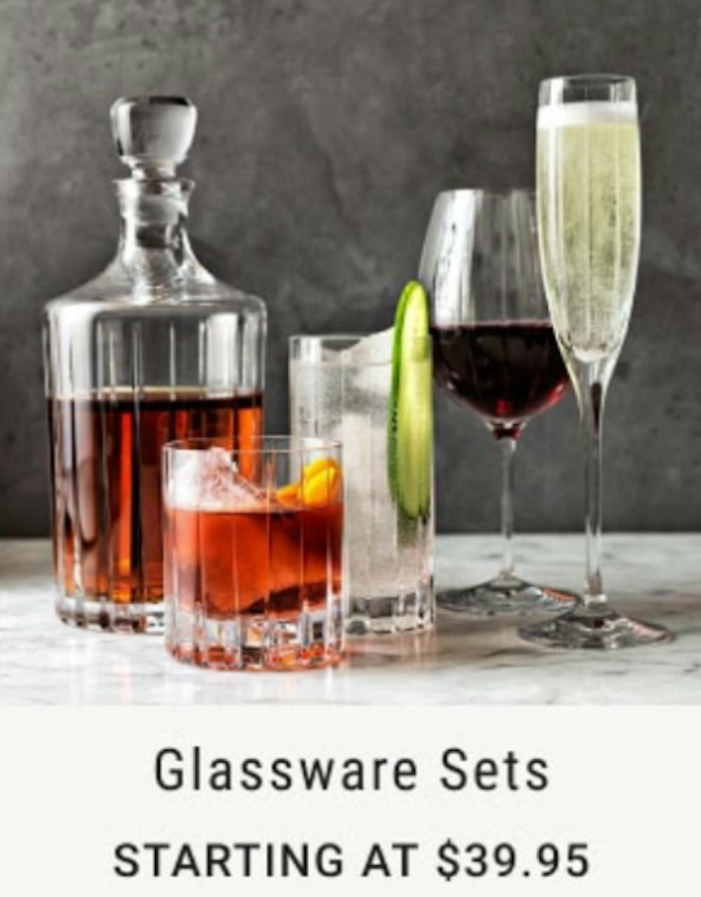 Starting at $39.95 Glassware Sets