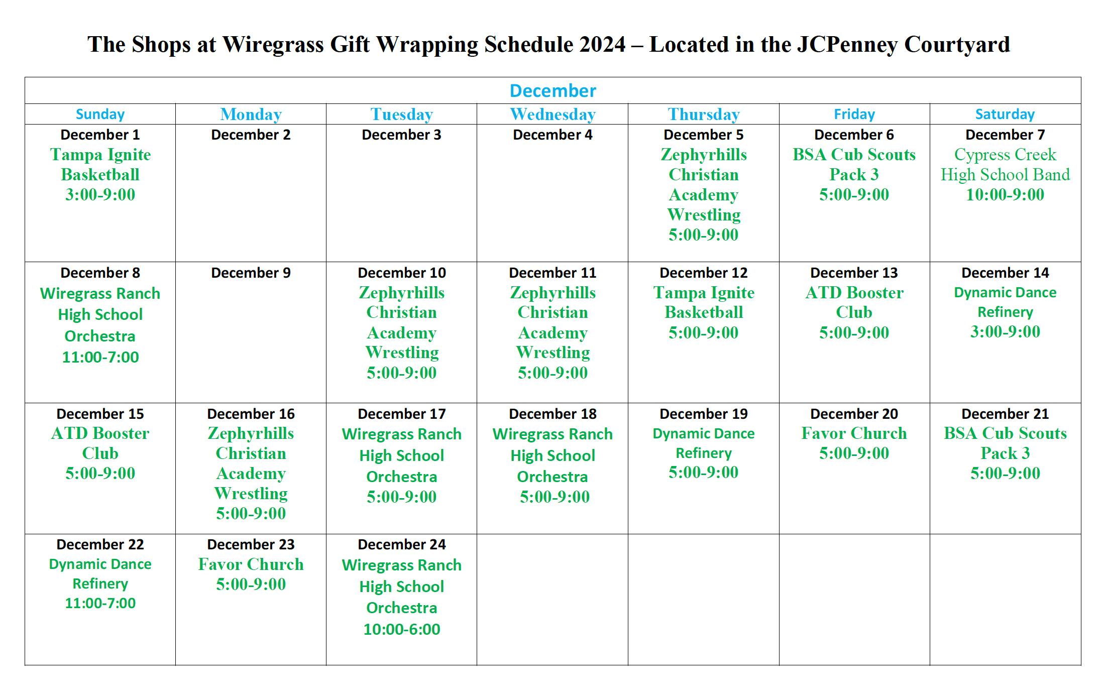 Gift Wrapping Calendar