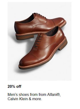 20% off Men's Shoes From Alfani, Calvin Klein and More