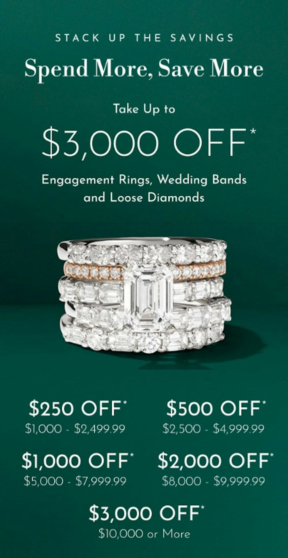 Up to $3,000 Off Bridal Styles and Loose Diamonds