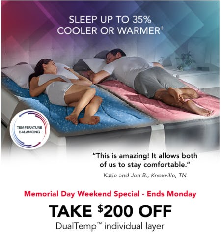 $200 Off DualTemp Individual Layer from Sleep Number