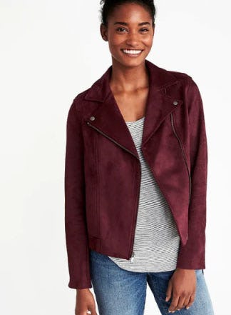 Sueded-Knit Moto Jacket for Women from Old Navy