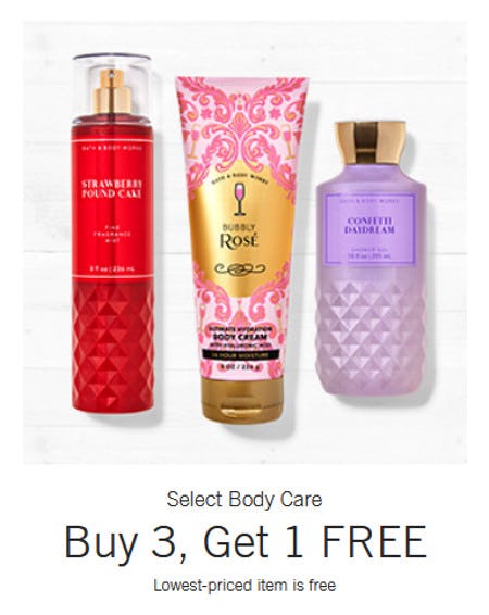 Buy 3, Get 1 Free Select Body Care from Bath & Body Works
