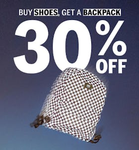 30% Off Backpacks with Purchase of Shoes