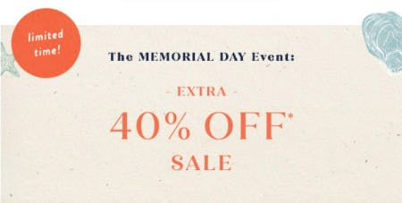 The Memorial Day Event: Extra 40% Off Sale from Anthropologie
