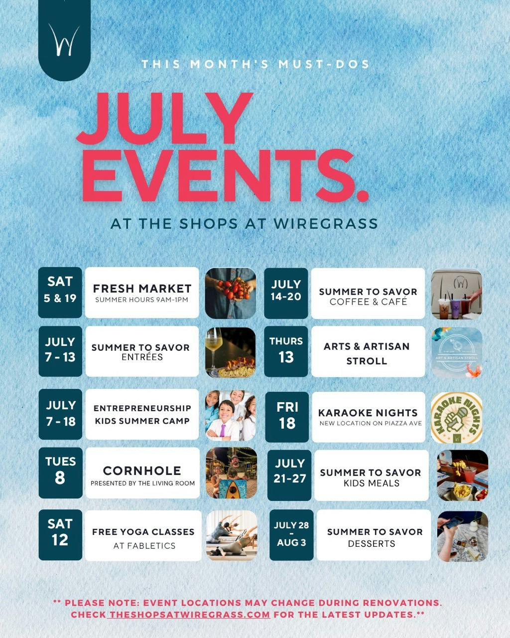 July Events Calendar