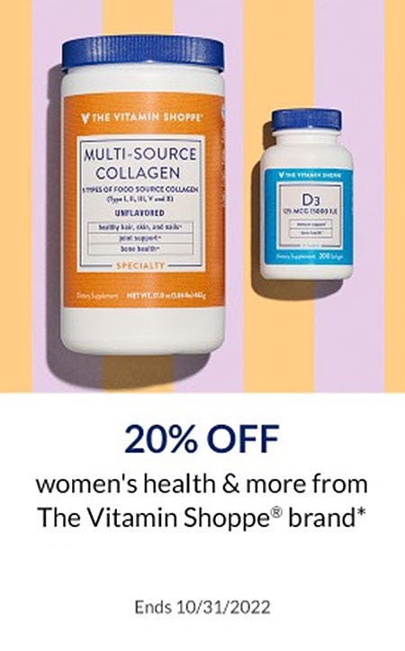 20% Off Women's Health & More from The Vitamin Shoppe Brand from The Vitamin Shoppe                      