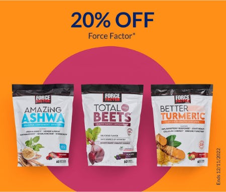 20% Off Force Factor from The Vitamin Shoppe
