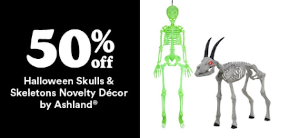 50% Off Halloween Skulls & Skeleton Novelty Décor by Ashland