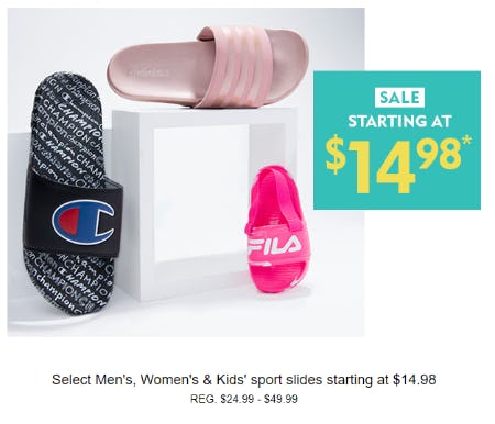 Select Men's, Women's & Kids' Sport Slides Starting at $14.98 from Shoe Carnival
