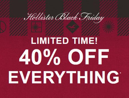 40% Off Everything from HOLLISTER CALIFORNIA/GILLY HICKS