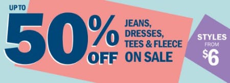 Up to 50% Off Jeans, Dresses, Tees & Fleece from Old Navy