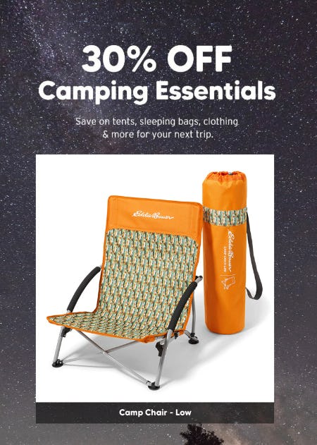30% Off Camping Essentials from Eddie Bauer