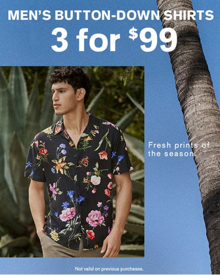Men's Button-Down Shirts 3 for $99 from Express Factory