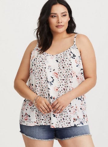 White Floral Challis Cami from Torrid