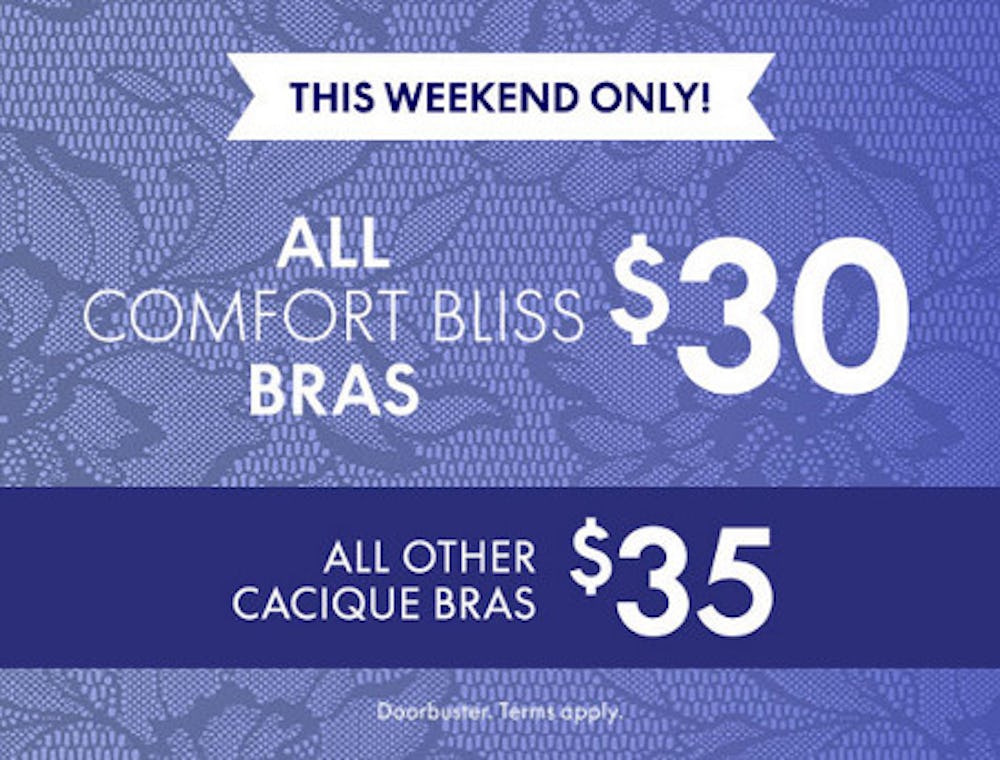 Antelope Valley Mall ::: Deal ::: $30 All Comfort Bliss Bras and $35 All  Other Cacique Bras ::: Lane Bryant