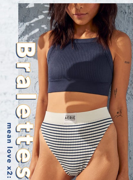 Meet the Aerie Ribbed Seamless High Neck Longline Bralette