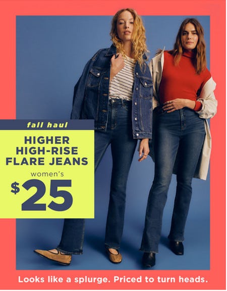 $25 Women's High-Rise Flare Jeans