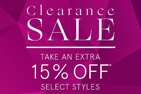 Clearance Sale: Take An Extra 15% Off Select Styles