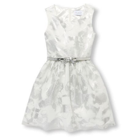 Girls Sleeveless Foil Printed Mesh Belted Dress from The Children's Place
