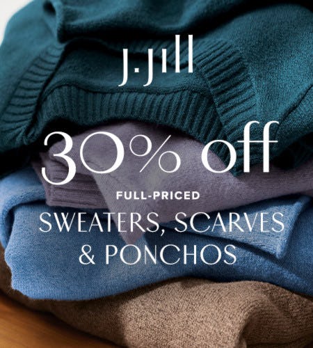 30% off Full-Priced Sweaters, Scarves and Ponchos from J.Jill