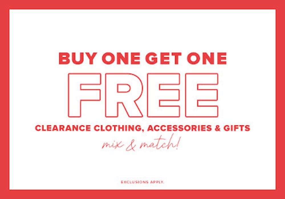 Buy One, Get One Free Clearance Clothing, Accessories and Gifts