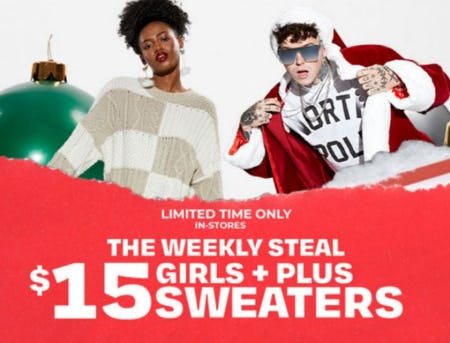 $15 Girls + Plus Sweaters from rue21