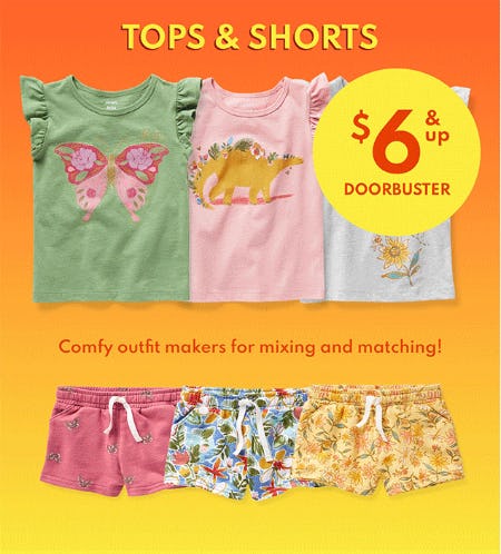 Tops & Shorts $6 & Up Doorbuster from Carter's