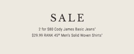 2 for $80 Cody James Basic Jeans & More