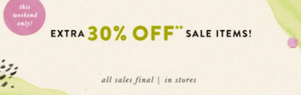 Extra 30% Off Sale Items