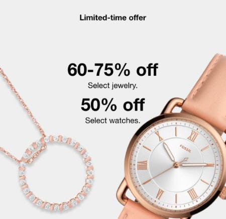 60-75% Off Select Jewelry and 50% Off Select Watches from macy's