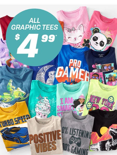 Lakewood Center | Sales | The Children's Place - All Graphic Tees $4.99