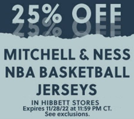 25% Off Mitchell & Ness NBA Basketball Jerseys from Hibbett Sports