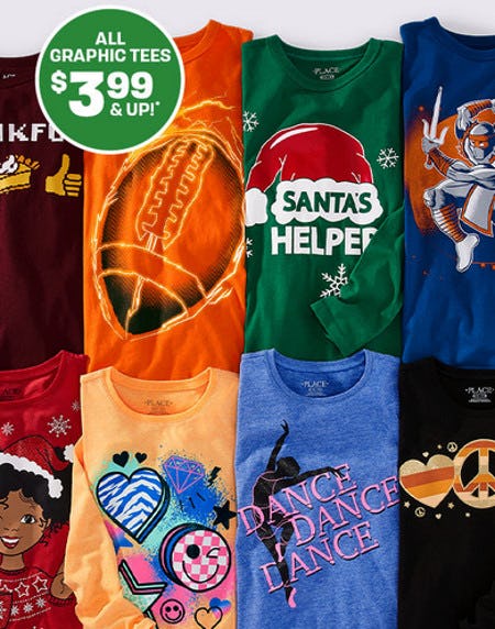 All Graphic Tees $3.99 and Up from The Children's Place