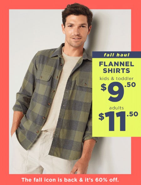 $11.50 Flannel Shirts for Adult & $9.50 for Kids & Toddlers from Old Navy